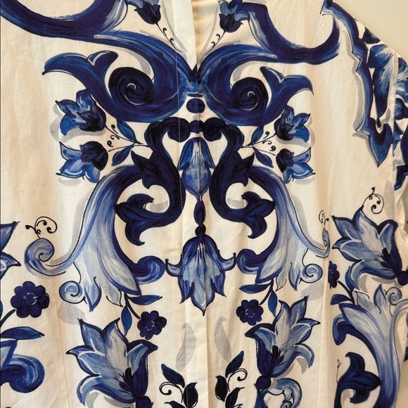 Dolce & Gabbana Woman Majolica Print Maxi Blue and White Dress - Picture 4 of 9